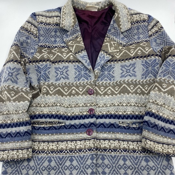 Van Heusen Women’s Vintage Blazer Cottagecore Aztec NorthWest Print Large - Picture 1 of 7